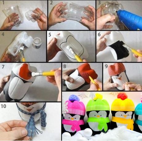 Поделка пингвин из пластиковой бутылки с фото инструкцией